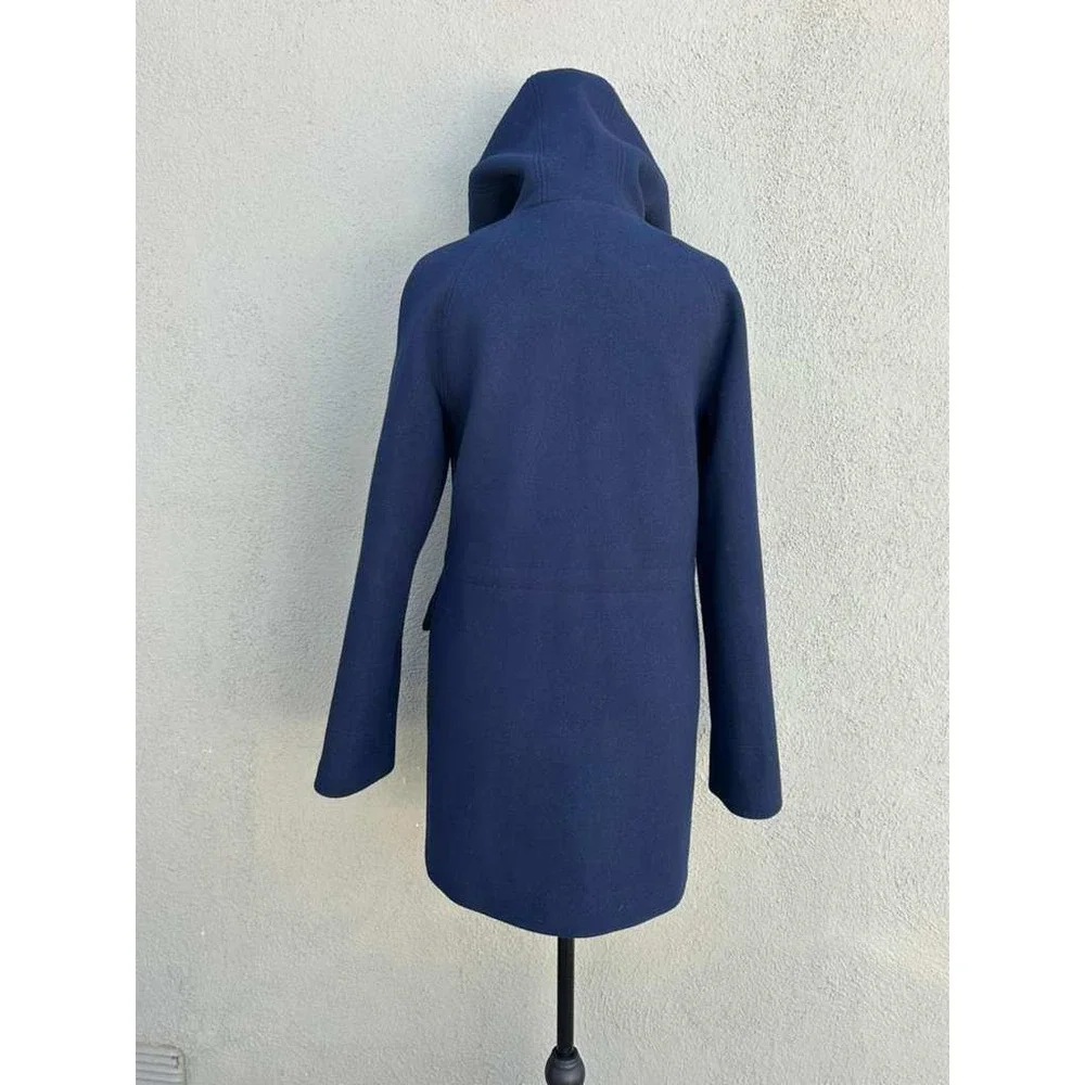 J.Crew Stadium Cloth Nello Gori Navy Blue Hooded Wool Blend Coat Parka 31410 - Picture 3 of 10